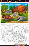 Coloring Book or Page Cartoon Illustration of Black and White Funny American Mammals Animals Characters Group for Children