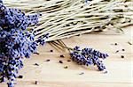 A shot of dried lavender on a table