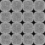 Design seamless monochrome twirl pattern. Abstract geometric spiral background. Vector art