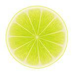 Green slice lime isolated on white background.