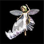 3d render of cute fairy in white glittering dress.