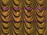 Vintage yellow satin curtains with pattern background.