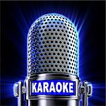 3D rendering of a microphone with a karaoke icon