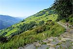 Trekkers in the Himalayan mountains, Annapurna conservation region, Nepal