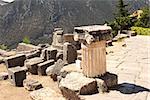 Ancient column in the archaeological site of Delphi, Greece