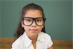 Cute pupil smiling at camera in classroom at the elementary school