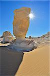 Rock Formation and Sun in White Desert, Libyan Desert, Sahara Desert, New Valley Governorate, Egypt