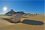 Sun over Rock Formations in White Desert, Libyan Desert, Sahara Desert, New Valley Governorate, Egypt