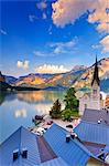 Austria, Osterreich. Upper Austria, Oberosterreich. Hallstattersee lake. Hallstatt.