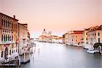 Italy, Veneto, Venice. The Grand Canal and church of Santa Maria della Salute in the background. UNESCO.