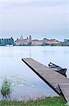 Italy, Lombardy, Mantova district, Mantua, View towards the town and Lago Inferiore, Mincio river.