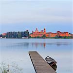 Italy, Lombardy, Mantova district, Mantua, View towards the town and Lago Inferiore, Mincio river.