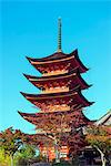 Asia, Japan, Honshu, Hiroshima prefecture, Miyajima Island, 5 story pagoda, Unesco