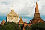 South East Asia, Myanmar, Bagan, pagodas on Bagan plain and Thatbyinnyu Pahto temple