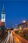 View of St Martin's Cathedral and New Bridge at dusk, Bratislava, Slovakia