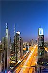 Middle East, United Arab Emirates, Dubai, city buildings on Sheikh Zayed Road