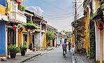 Vietnam, Quang Nam Province, Hoi An. A street scene in the ancient and well-preserved trading port of Hoi An, which is a popular World Heritage Site.