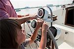 Father and son sailing yacht