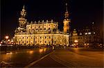 Hofkirche, illuminated at night, Dresden, Germany