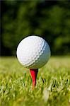Golf ball and tee, close up