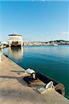 Dock with view of the boats, La Marina, Port of Ibiza, Eivissa, Ibiza, Balearic Islands, Spain, Mediterranean, Europe