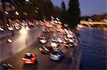 Time-lapse view of cars in city center