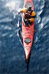 Aerial view of kayaker in water