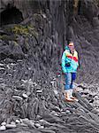 Woman exploring rock formations