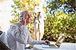 Businessman talking on cell phone