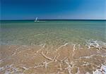 Sailboat in tropical ocean