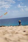 Boy flying kite on beach