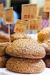 Stacks of fresh bread for sale