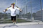 Man working out in industrial area