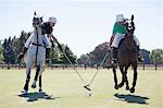 Two adult men playing polo