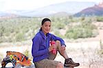 Portrait of mature female hiker with water bottle, Sedona, Arizona, USA