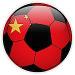Vector - China Flag with Soccer Ball Background