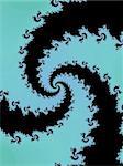 Digital computer graphic - rendering. Patterned fractal spiral in a blue colors for design.