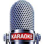 3d rendering of a microphone with a karaoke icon