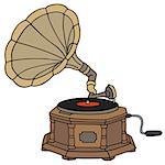 Hand drawing of a vintage gramophone