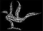 artistic gymnastics pictogram with white wordings on black background