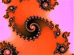 Digital computer graphic - rendering. Patterned fractal spiral in a bright colors for design.