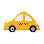 Small taxi car isolated on white. vector illustration