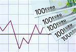 European Union Currency on paper background with chart