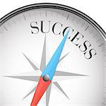 detailed illustration of a compass with success text, eps10 vector