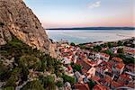 Aerial View on Omis Old Town and Holy Spirit Church, Dalmatia, Croatia