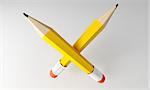 3D render of Two pencils on grey background.
