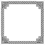 Irish, Celtic black square pattern isolated on white