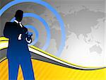 Businessman on World Map Background Original Illustration