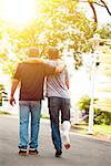 friend helping brothers or patient  to walk on the road