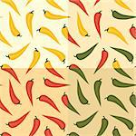 set of different colored sseamless chili patterns